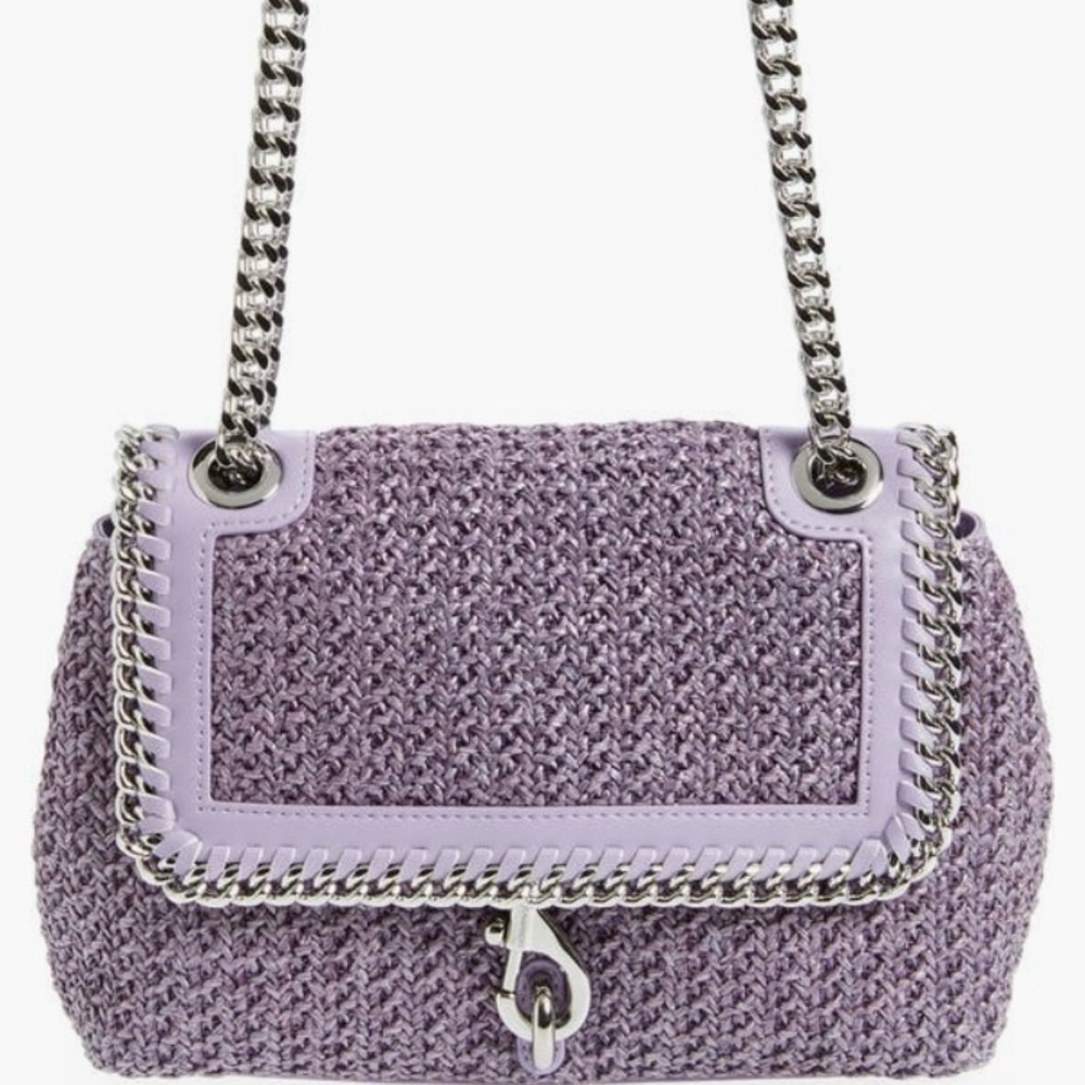 NWT Rebecca Minkoff Edie Whip Chain Faux Leather Crossbody Light Wisteria